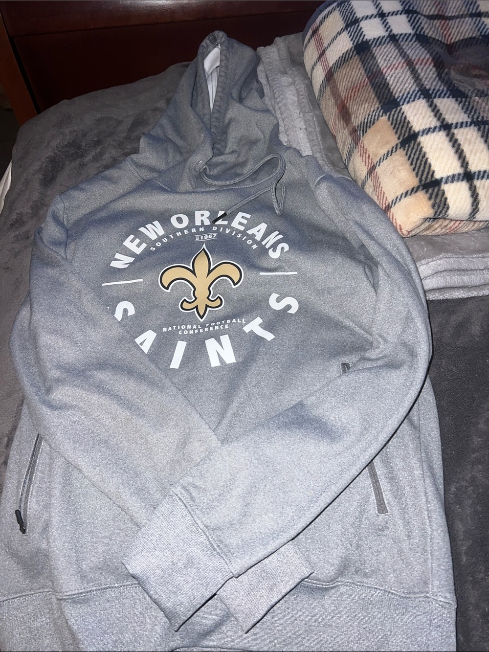 New Orleans Saints Gray Hooded Pullover Sweatshirt